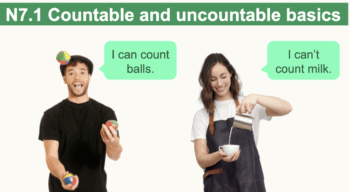 Title slide of an ESL lesson on countable and uncountable nouns.
